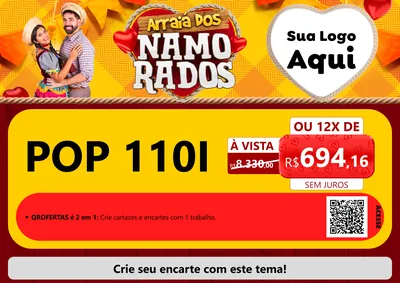 Modelo de Cartaz para Cartaz A4 Horizontal com o tema Arraiá dos Namorados para Concessionaria de Motos