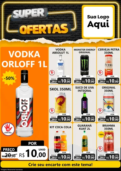 Modelo de Encarte para Encarte A4 Vertical com o tema Super Ofertas para Distribuidora de bebidas