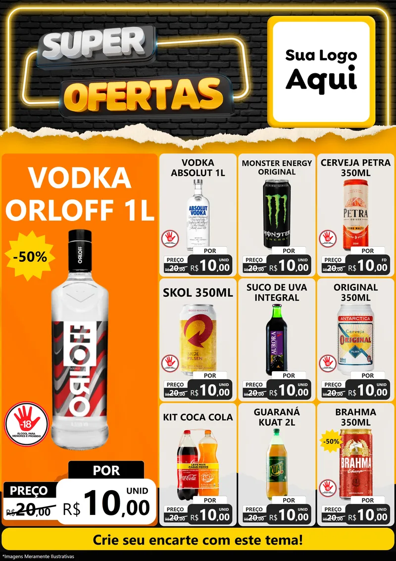 Modelo de Encarte para Encarte A4 Vertical com o tema Super Ofertas para Distribuidora de bebidas