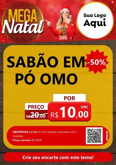 Modelo de Cartaz para Cartaz A4 Vertical com o tema Mega Natal para Produtos de Limpeza