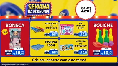 Modelo de TV para TV Horizontal com o tema Semana da Economia para Brinquedos