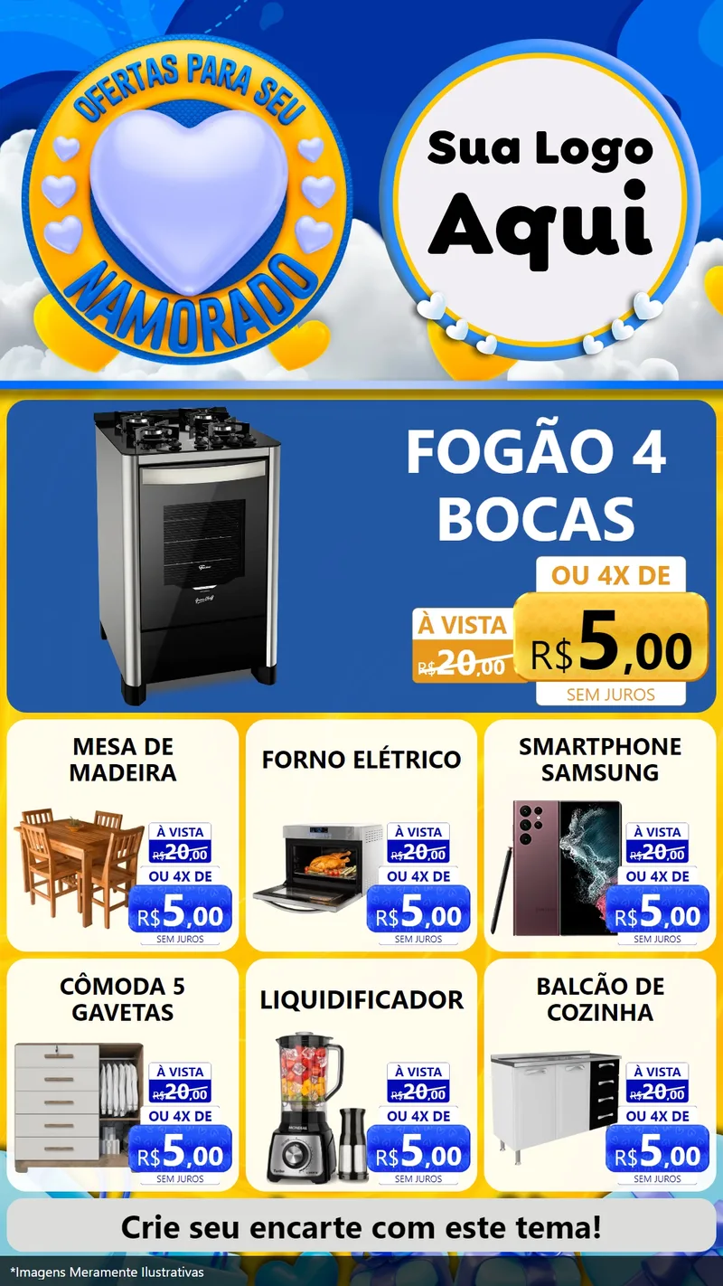 Modelo de Rede Social para Stories com o tema Ofertas Para Seu Namorado para Móveis e Eletro