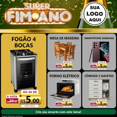 Modelo de Rede Social para Feed Facebook com o tema Super Fim de Ano para Móveis e Eletro