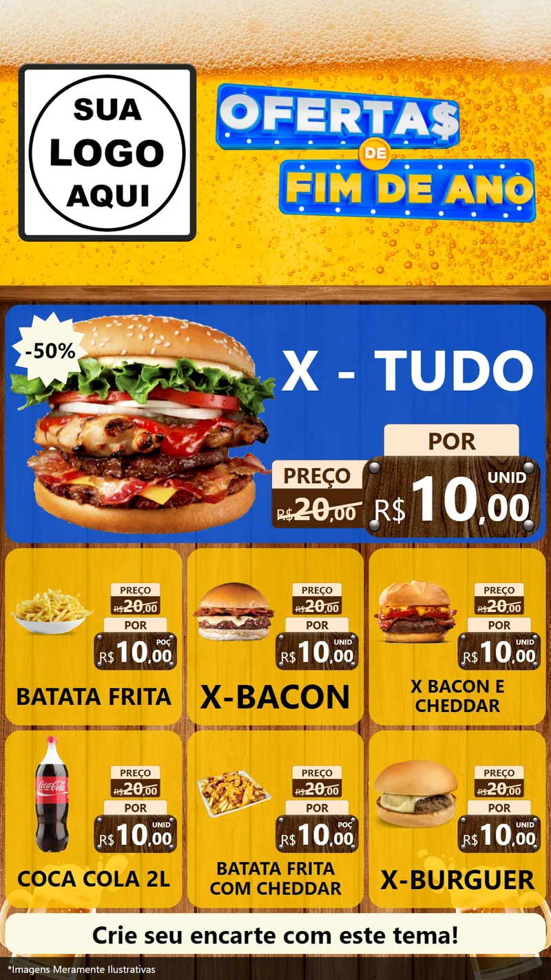 Modelo de Rede Social para Stories com o tema Ofertas de Fim de Ano para Hamburgueria