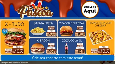 Modelo de TV para TV Horizontal com o tema Ofertas de Páscoa para Hamburgueria