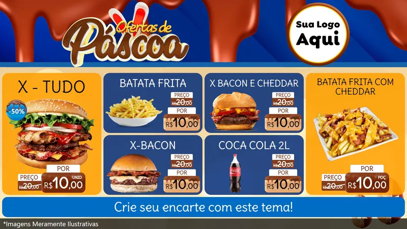 Modelo de TV para TV Horizontal com o tema Ofertas de Páscoa para Hamburgueria