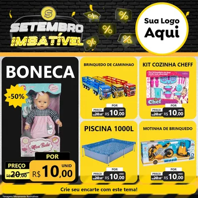Modelo de Rede Social para Feed Facebook com o tema Setembro Imbatível para Brinquedos