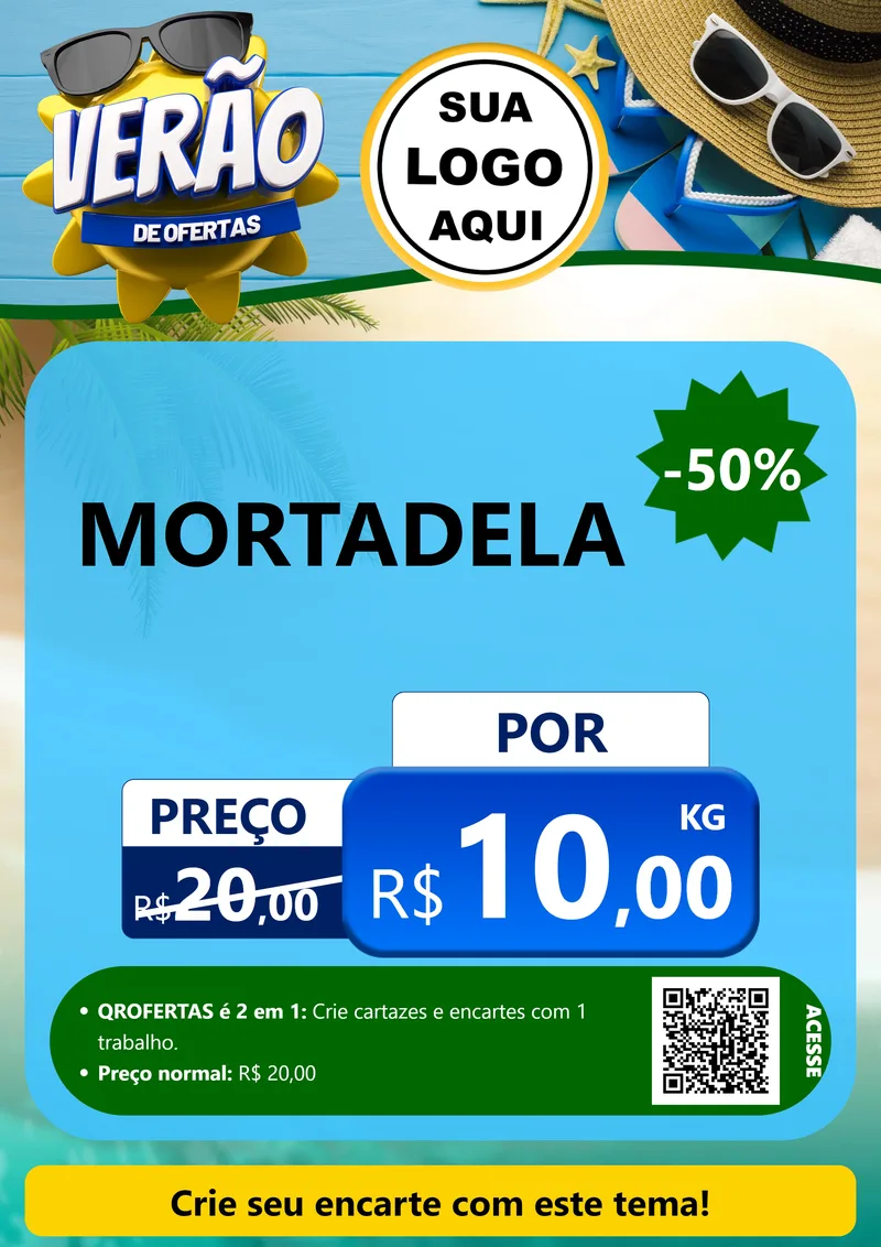 Modelo de Cartaz para Cartaz A4 Vertical com o tema Verão de Ofertas para Frios e Laticínios