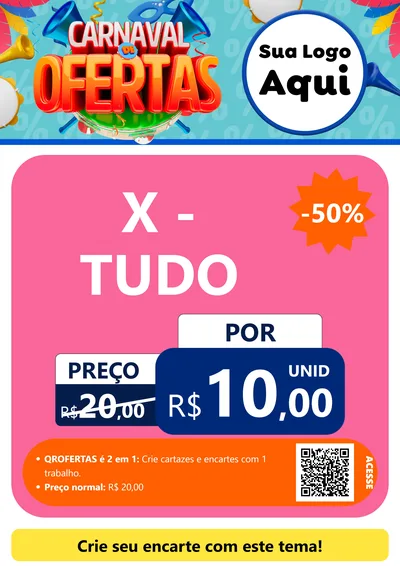 Modelo de Cartaz para Cartaz A4 Vertical com o tema Carnaval de Ofertas para Hamburgueria