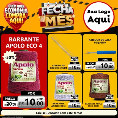 Modelo de Rede Social para Feed Facebook com o tema Fecha Mês para Armarinho e Aviamentos