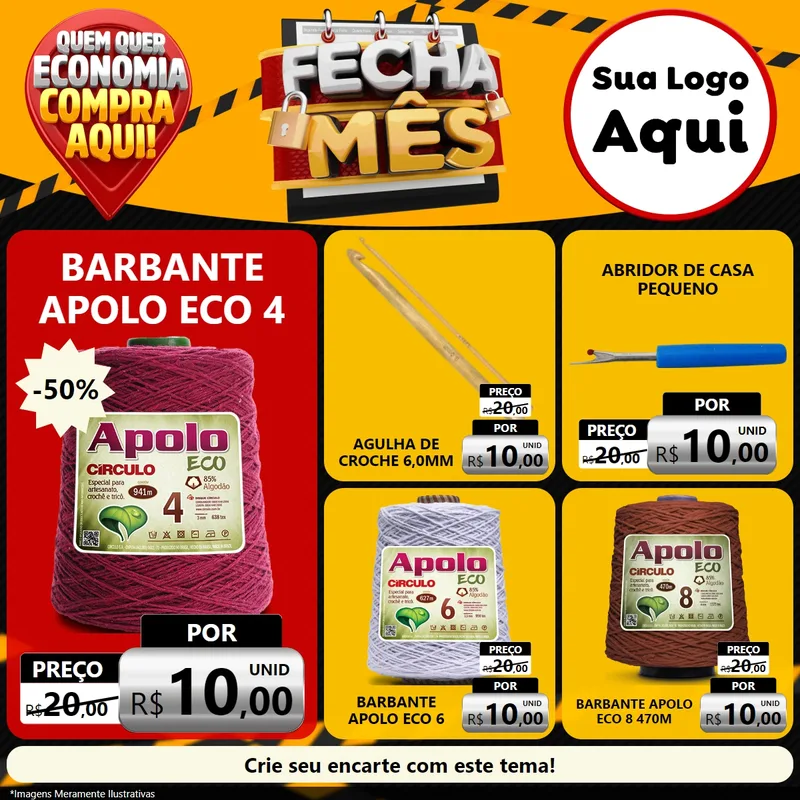 Modelo de Rede Social para Feed Facebook com o tema Fecha Mês para Armarinho e Aviamentos