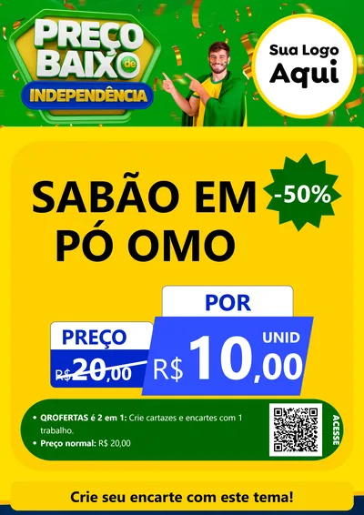 Modelo de Cartaz para Cartaz A4 Vertical com o tema Preço Baixo de Independência para Produtos de Limpeza