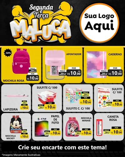 Modelo de Rede Social para Feed Instagram com o tema Segunda e Terça Maluca para Papelaria