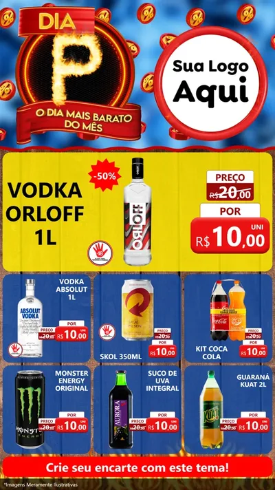 Modelo de Rede Social para Stories com o tema Dia P - O Dia Mais Barato Do Mês para Distribuidora de bebidas