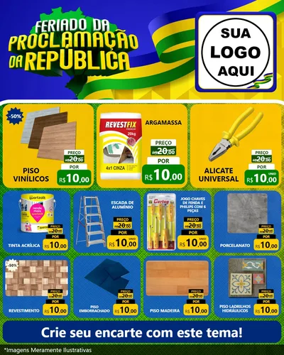 Modelo de Rede Social para Feed Instagram com o tema Feriado da Proclamação da República para Material para Construção