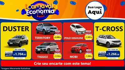 Modelo de TV para TV Horizontal com o tema Carnaval da Economia para Concessionaria de Carros