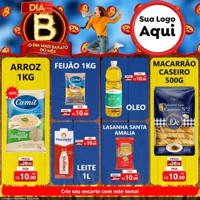 Modelo de Rede Social para Feed Facebook com o tema Dia B - O Dia Mais Barato Do Mês para Supermercado
