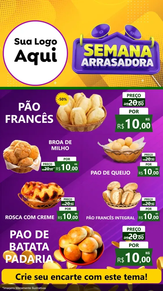 Modelo de TV para TV Vertical com o tema Semana Arrasadora para Padaria