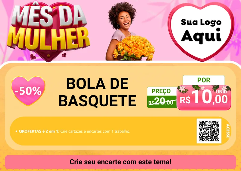 Modelo de Cartaz para Cartaz A4 Horizontal com o tema Mês da Mulher para Artigos Esportivos