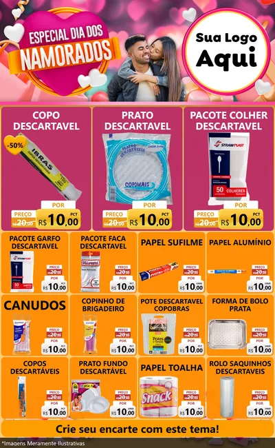 Modelo de Encarte para Encarte Grande com o tema Especial Dia dos Namorados para Embalagens