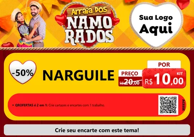 Modelo de Cartaz para Cartaz A4 Horizontal com o tema Arraiá dos Namorados para Tabacaria