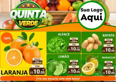Modelo de Encarte para Encarte A4 Horizontal com o tema Quinta Verde para Hortifrúti