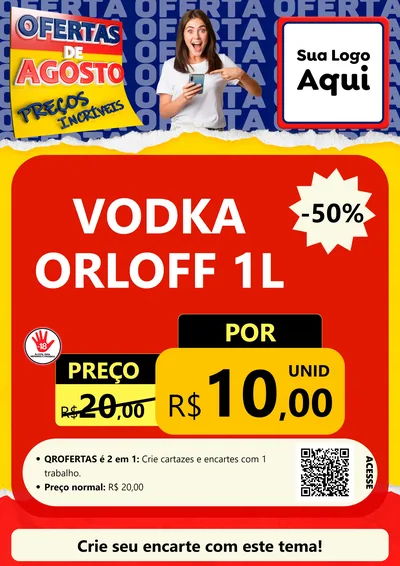 Modelo de Cartaz para Cartaz A4 Vertical com o tema Ofertas de Agosto - Preços Incríveis para Distribuidora de bebidas