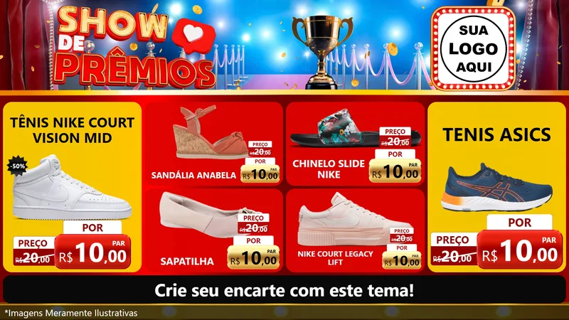Modelo de TV para TV Horizontal com o tema Show de Prêmios para Calçados