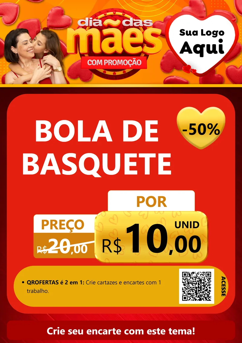 Modelo de Cartaz para Cartaz A4 Vertical com o tema Dia das Mães com Promoção para Artigos Esportivos