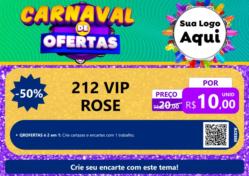 Modelo de Cartaz para Cartaz A4 Horizontal com o tema Carnaval de Ofertas para Perfumes