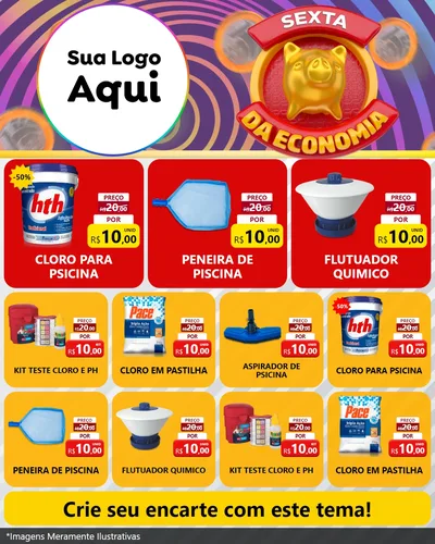 Modelo de Rede Social para Feed Instagram com o tema Sexta da Economia para Produtos para Piscina