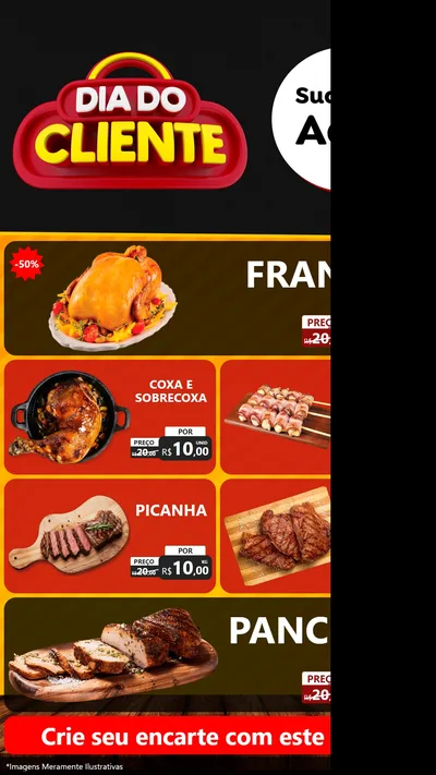 Modelo de TV para TV Vertical com o tema Dia do Cliente para Assados