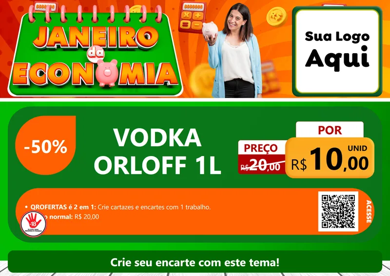Modelo de Cartaz para Cartaz A4 Horizontal com o tema Janeiro da Economia para Distribuidora de bebidas