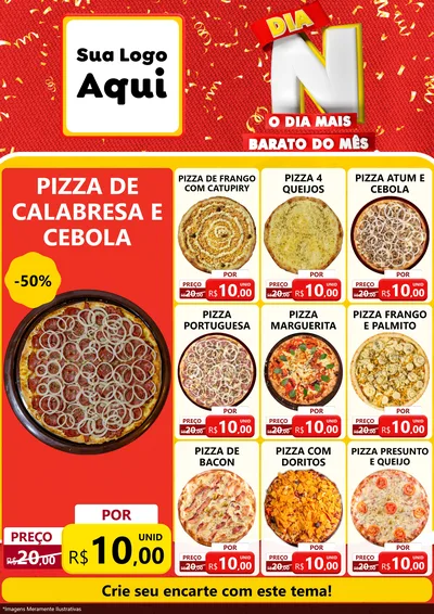 Modelo de Encarte para Encarte A4 Vertical com o tema Dia N o Dia Mais Barato do Mês para Pizzaria