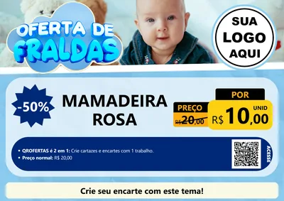 Modelo de Cartaz para Cartaz A4 Horizontal com o tema Oferta de Fraldas para Bebês