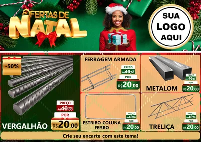 Modelo de Encarte para Encarte A4 Horizontal com o tema Ofertas de Natal para Ferragens