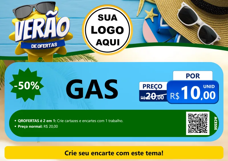 Modelo de Cartaz para Cartaz A4 Horizontal com o tema Verão de Ofertas para Água e gás