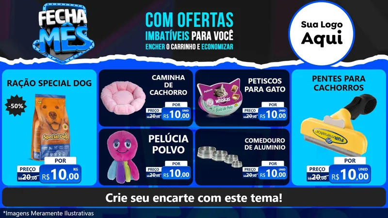 Modelo de TV para TV Horizontal com o tema Fecha Mês para Pet Shop