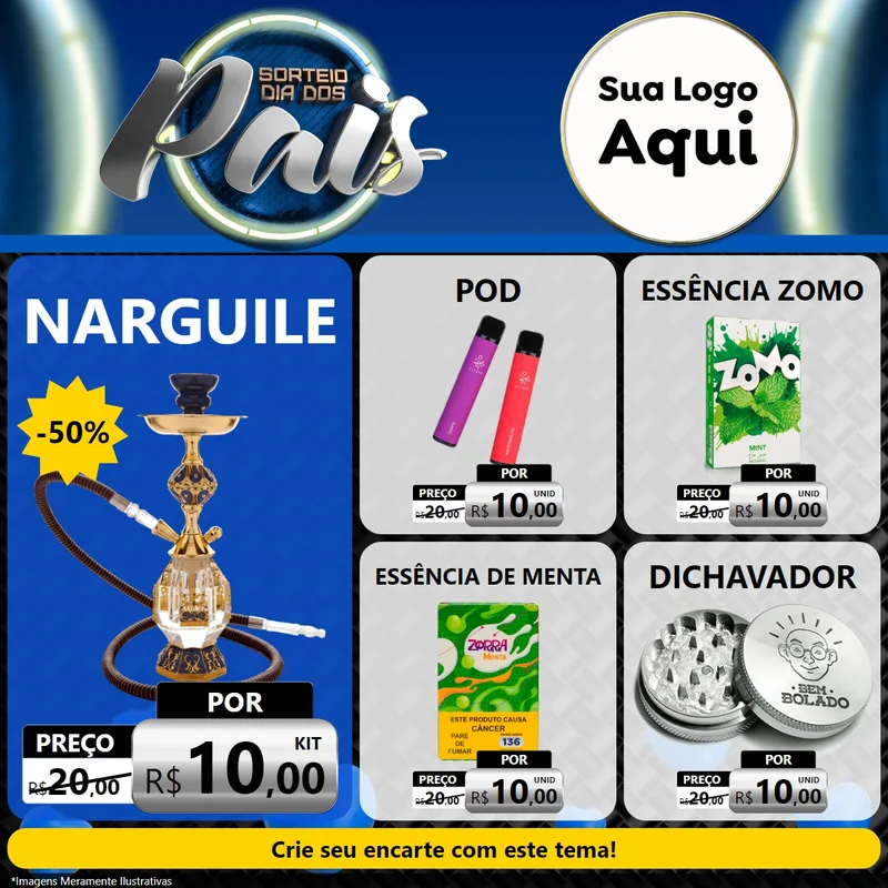 Modelo de Rede Social para Feed Facebook com o tema Sorteio Dia Dos Pais para Tabacaria