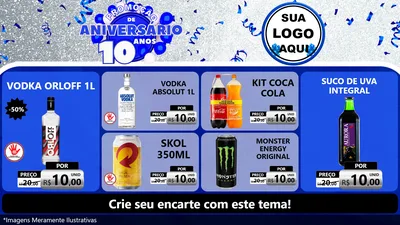 Modelo de TV para TV Horizontal com o tema Promoção de Aniversário - 10 Anos para Distribuidora de bebidas