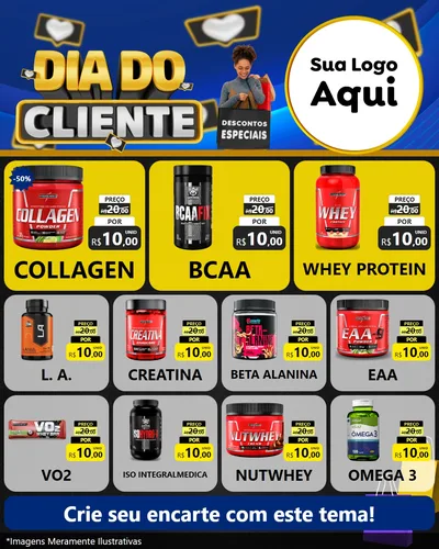 Modelo de Rede Social para Feed Instagram com o tema Dia Do Cliente para Suplementos alimentares