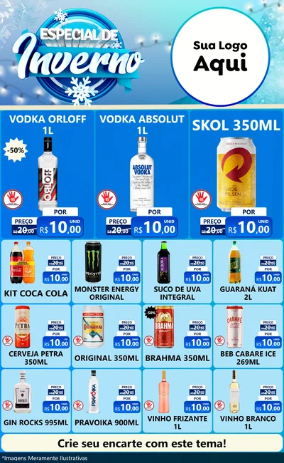 Modelo de Encarte para Encarte Grande com o tema Especial de Inverno para Distribuidora de bebidas