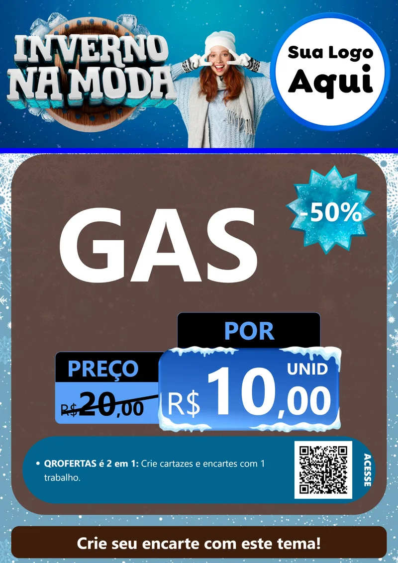 Modelo de Cartaz para Cartaz A4 Vertical com o tema Inverno na Moda para Água e gás