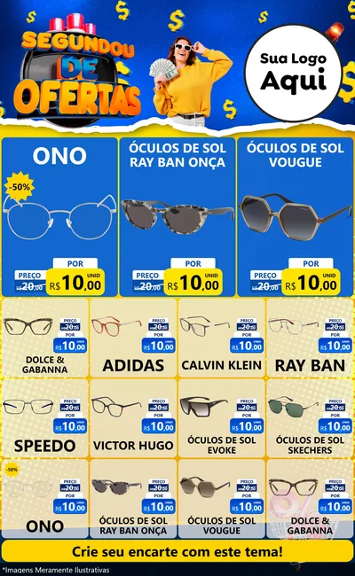 Modelo de Encarte para Encarte Grande com o tema Segundou de Ofertas para Óticas