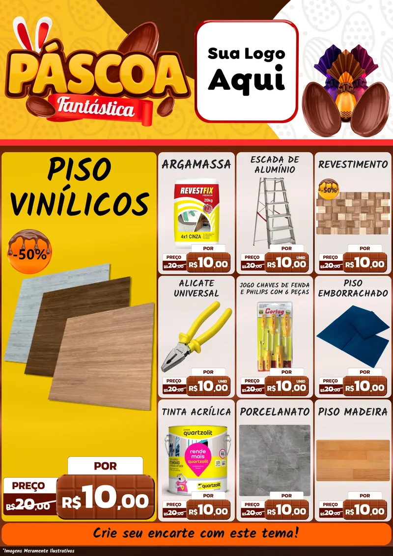 Modelo de Encarte para Encarte A4 Vertical com o tema Páscoa Fantástica para Material para Construção