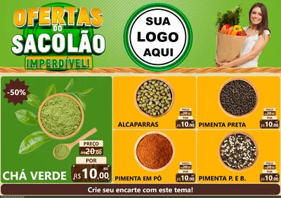 Modelo de Encarte para Encarte A4 Horizontal com o tema Ofertas do Sacolão Imperdível! para Produtos Naturais
