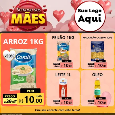 Modelo de Rede Social para Feed Facebook com o tema Semana das Mães para Supermercado