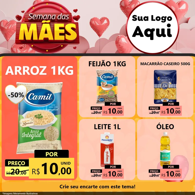 Modelo de Rede Social para Feed Facebook com o tema Semana das Mães para Supermercado