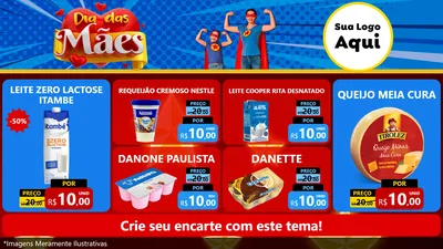 Modelo de TV para TV Horizontal com o tema Dia das Mães para Frios e Laticínios