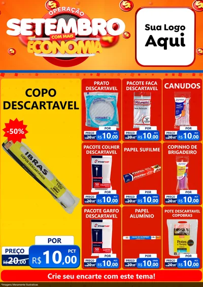 Modelo de Encarte para Encarte A4 Vertical com o tema Operação Setembro Com Muita Economia para Embalagens